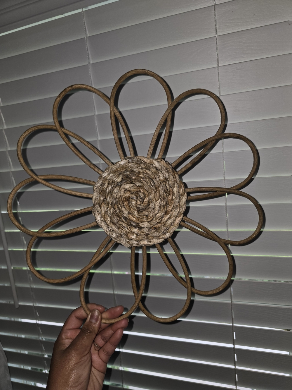 BOhO Hobby Lobby Woven Rattan Flower Wall Accent - Natural Brown
